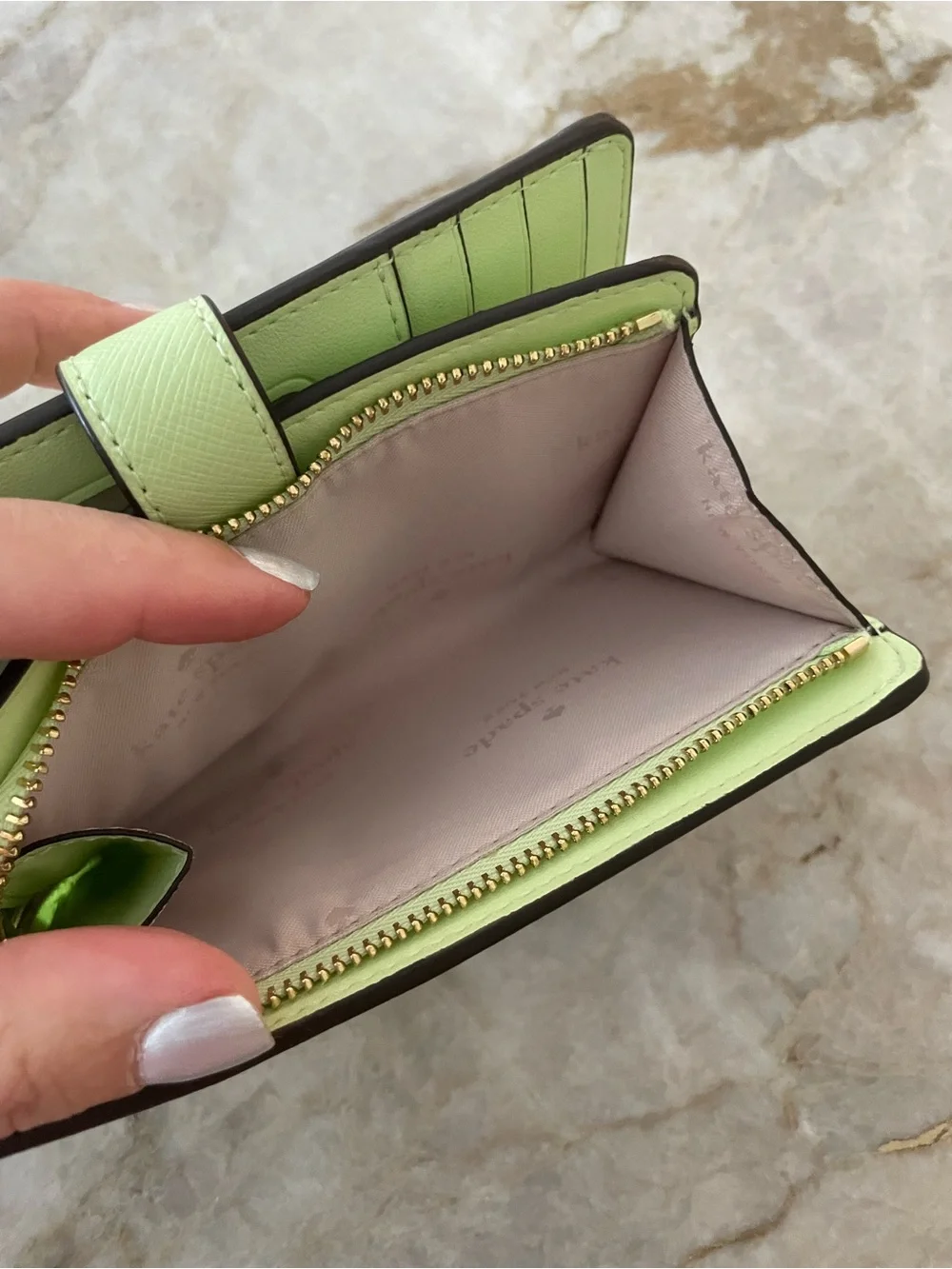 kate spade New York Madison Light Green Saffiano Zip Wallet